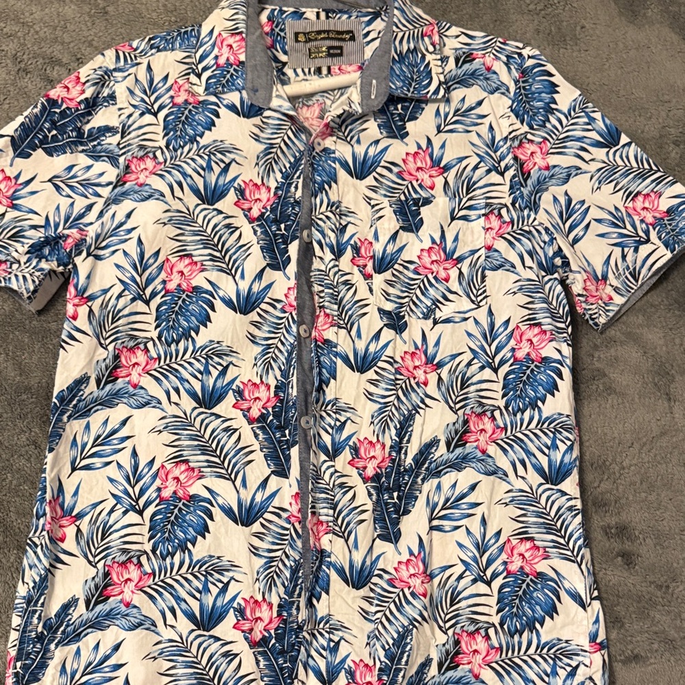 English Laundry Blue and Pink Floral Men's Shirt